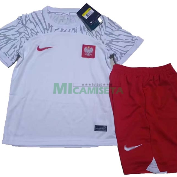 Camiseta Polonia Primera Equipación 2022 Niño Kit Mundial