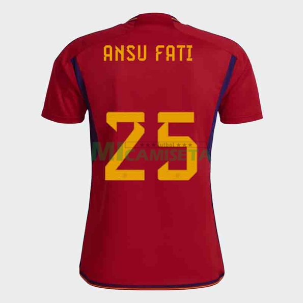 Camiseta Ansu Fati 25 España Primera Equipación 2022 Mundial