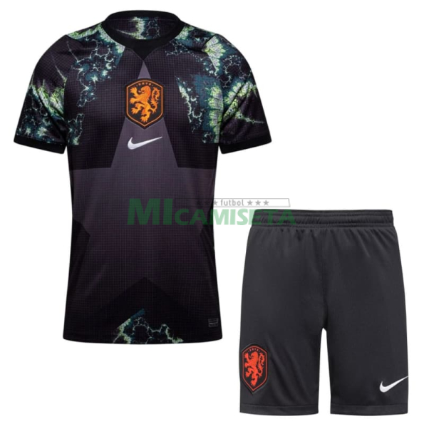 Camiseta de Portero Holanda Mundial 2026 Negro Niño Kit