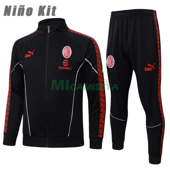 Chandal AC Milan 2025/2026 Niño Negro/Rojo