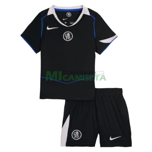 Camiseta Chelsea Tercera Equipación 2025/2026 Negro Niño Kit