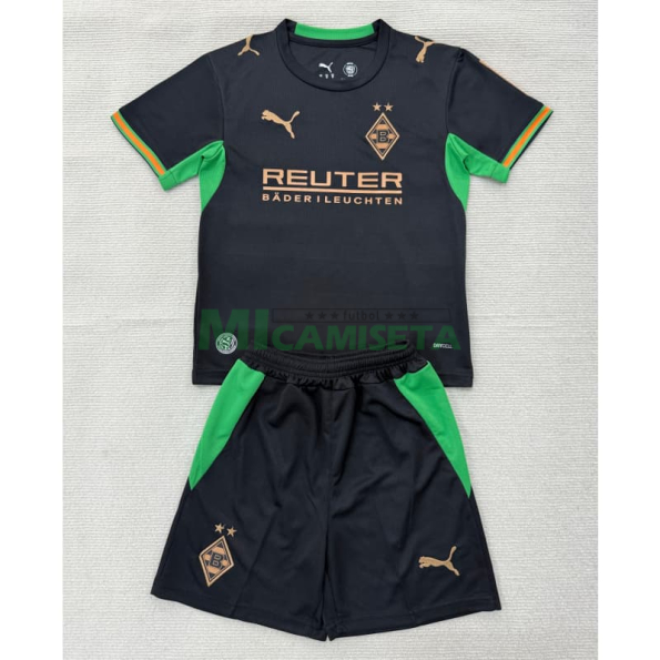 Camiseta Borussia Mönchengladbach Segunda Equipación 2026/2027 Negro Niño Kit