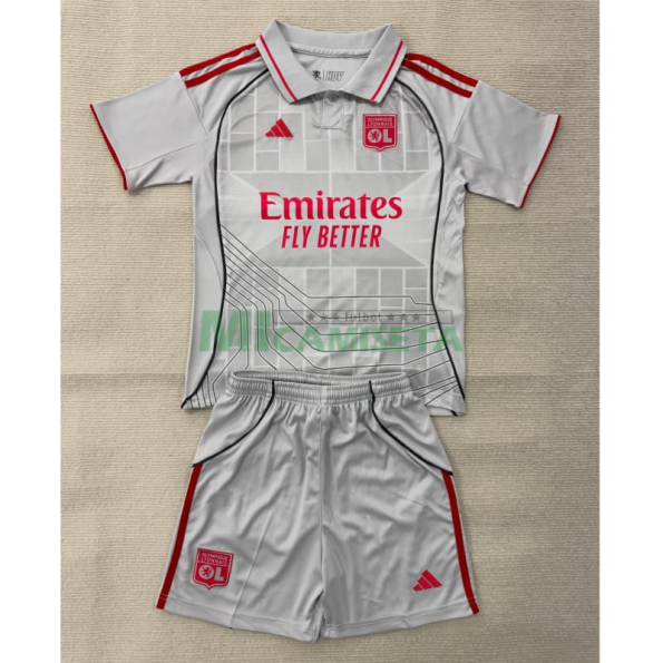 Camiseta Olympique De Lyon Tercera Equipación 2025/2026 Gris Niño Kit