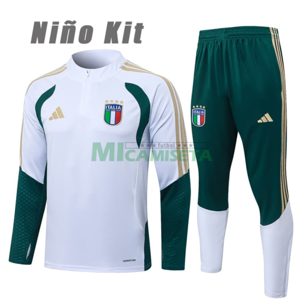 Sudadera de Entrenamiento Italia 2026 Niño Kit Blanco/Verde