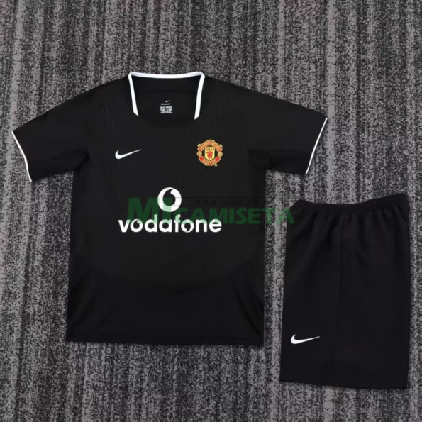 Camiseta Manchester United Segunda Equipación Retro 2003/04 Negro Niño Kit