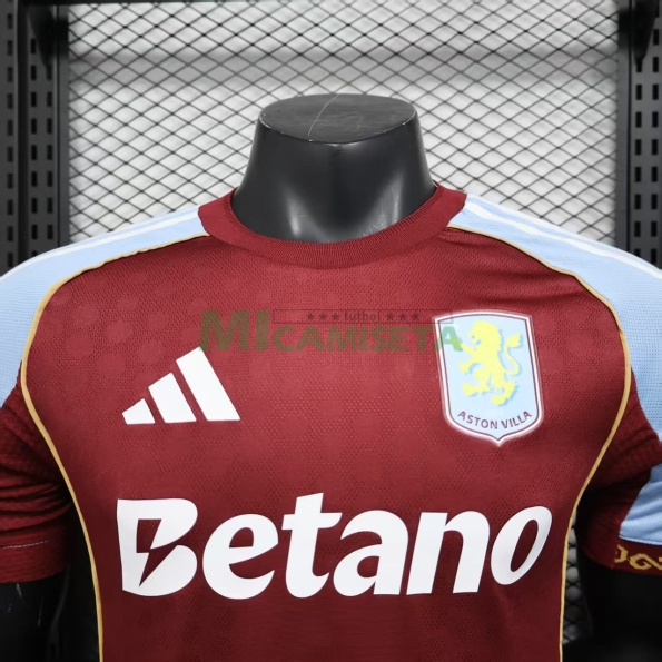 Camiseta Aston Villa Primera Equipación 2025/2026 Rojo Oscuro (EDICIÓN JUGADOR)