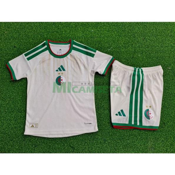 Camiseta Argelia Primera Equipación Mundial 2026 Blanco Niño Kit (EDICIÓN JUGADOR)
