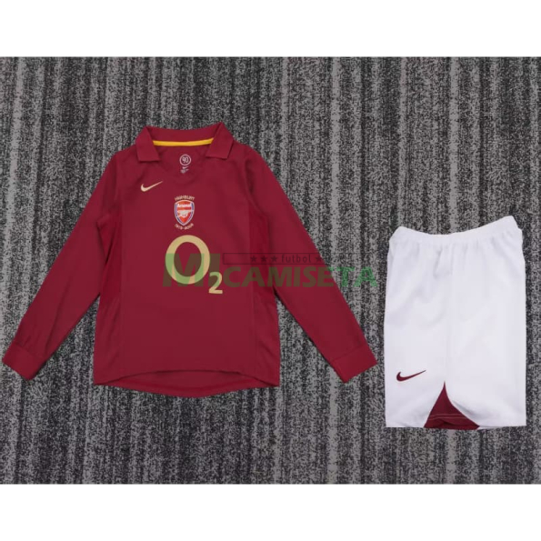 Camiseta Arsenal Primera Equipación Retro 2005/06 ML Rojo Niño Kit