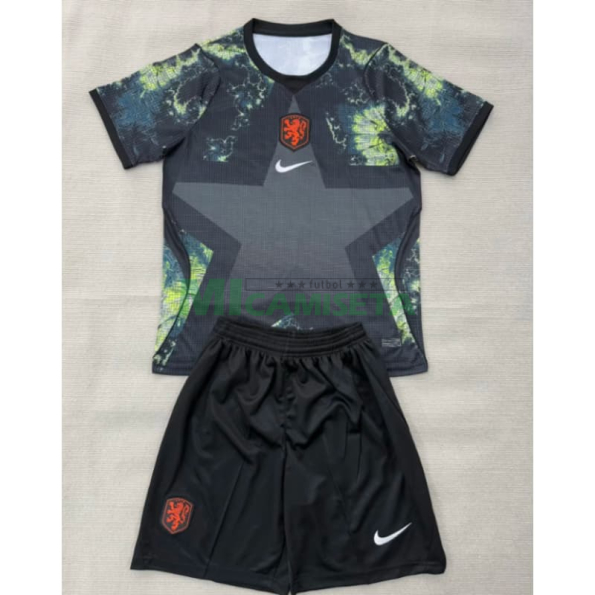 Camiseta de Portero Holanda Mundial 2026 Negro Niño Kit