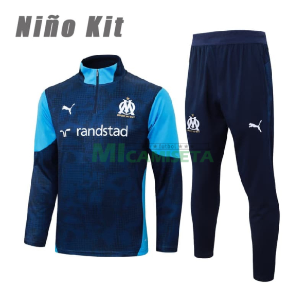 Sudadera De Entrenamiento Olympique Marsella 2025/2026 Niño Kit Azul Marino