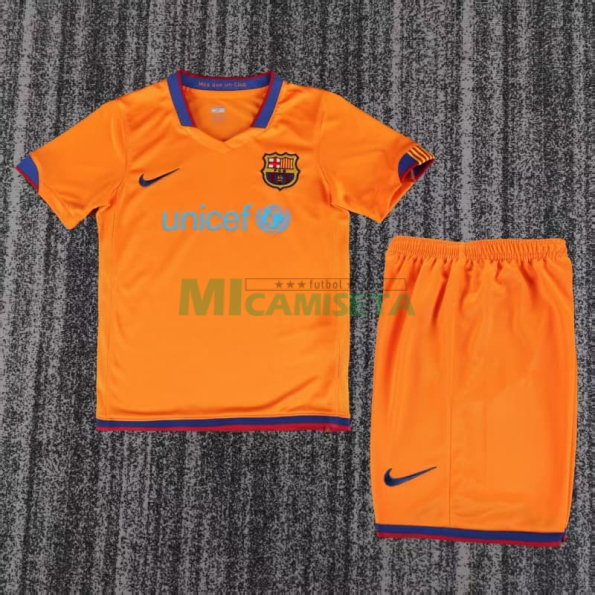 Camiseta Barcelona Segunda Equipación Retro 2006/2007 Naranja Niño Kit