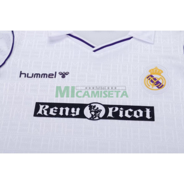 Camiseta Real Madrid Primera Equipación Retro 1988/90 Blanco Niño Kit