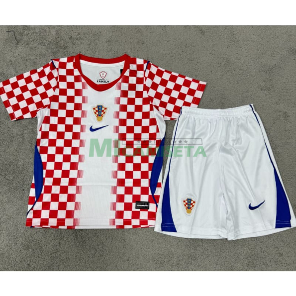 Camiseta Croacia Primera Equipación Mundial 2026 Rojo/Blanco Niño Kit