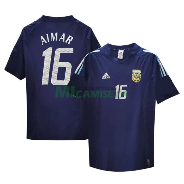 Camiseta Aimar 16 Argentina Segunda Equipación Retro 2002 Azul Marino
