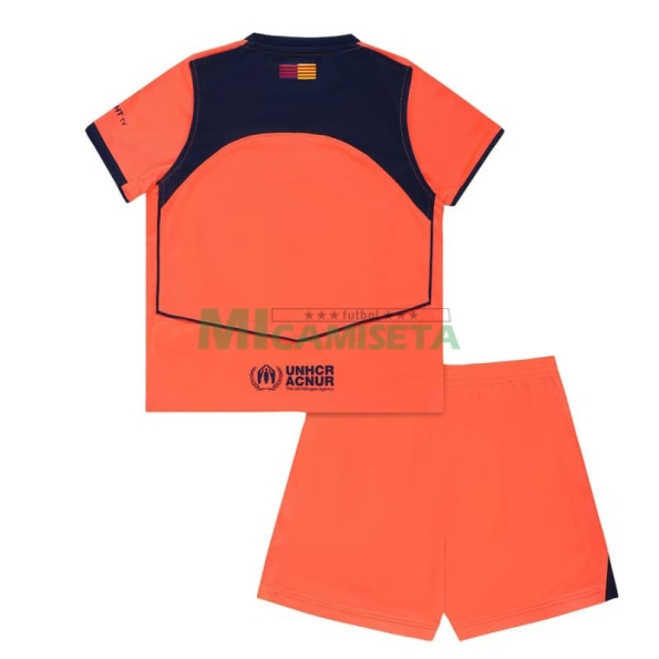 Camiseta Barcelona Tercera Equipación 2025/2026 Naranja Niño Kit