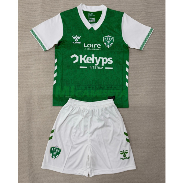 Camiseta Saint-Étienne Primera Equipación 2025/2026 Verde Niño Kit