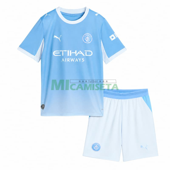 Camiseta Manchester City Primera Equipación 2026/2027 Azul/Blanco Niño Kit
