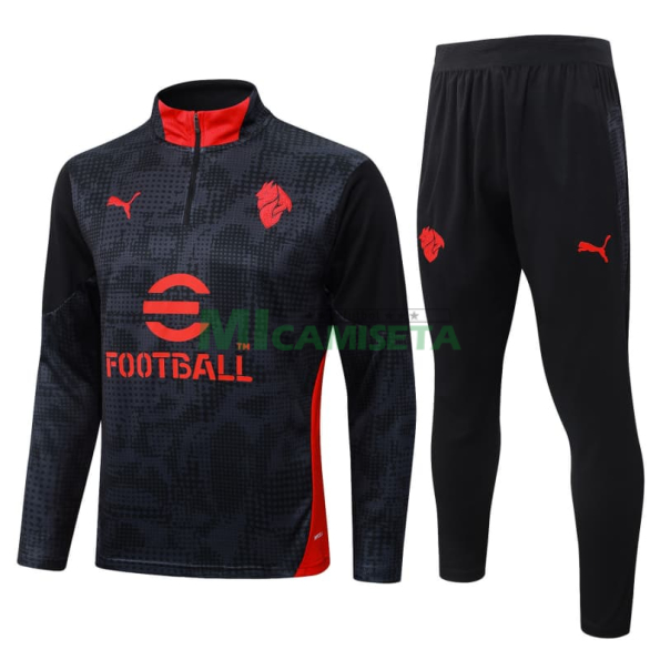 Sudadera De Entrenamiento AC Milan 2025/2026 Negro/Rojo con Estampado