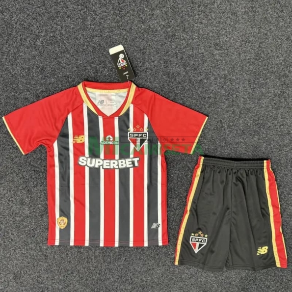 Camiseta São Paulo Segunda Equipación 2025/2026 Negro/Rojo Niño Kit