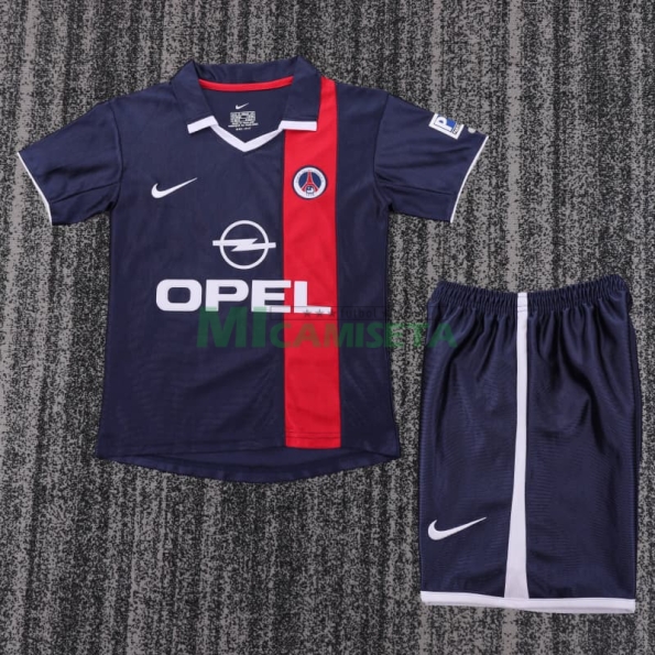 Camiseta PSG Primera Equipación Retro 2001/02 Azul Marino Niño Kit