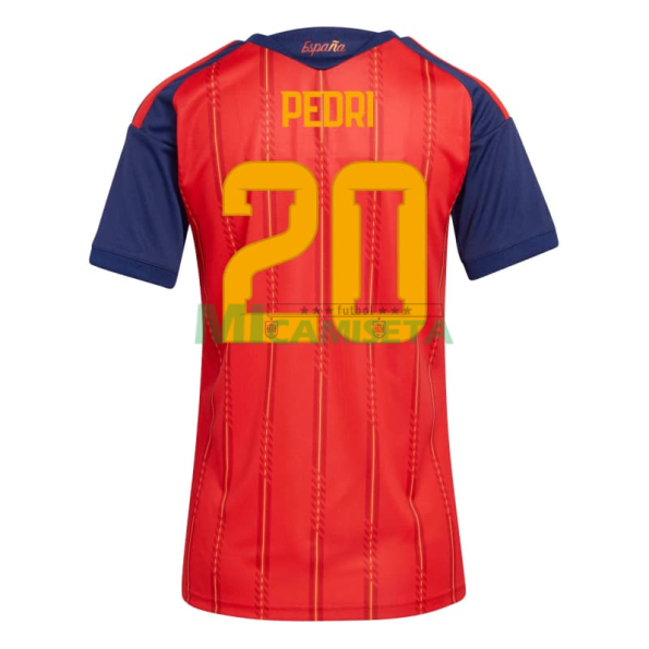 Camiseta Pedri 20 España Primera Equipación 2026 Rojo/Azul Mujer