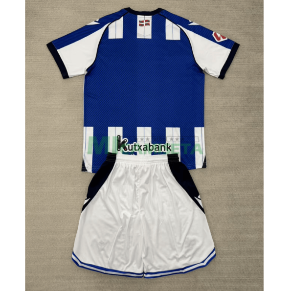Camiseta Real Sociedad Primera Equipación 2025/2026 Azul/Blanco Niño Kit con Parche La Liga