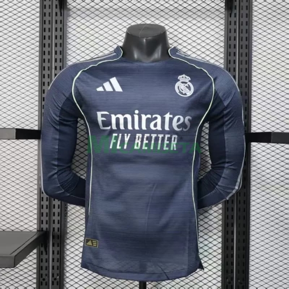 Camiseta Real Madrid Segunda Equipación 2025/2026 ML Azul Marino (EDICIÓN JUGADOR)