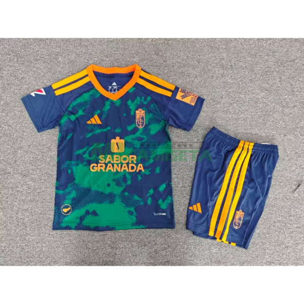 Camiseta Granada Segunda Equipación 2026/2027 Azul/Verde Niño Kit con Parche La Liga