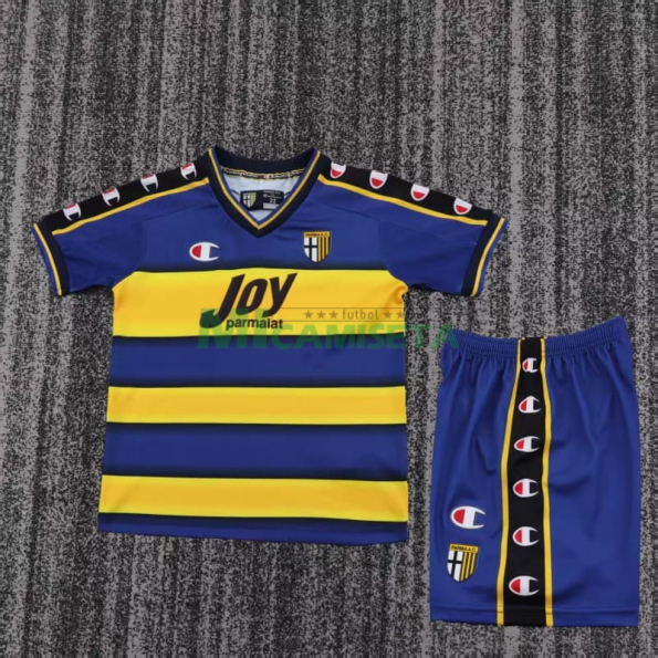 Camiseta Parma Calcio Primera Equipación Retro 2001/02 Amarillo/Azul Niño Kit
