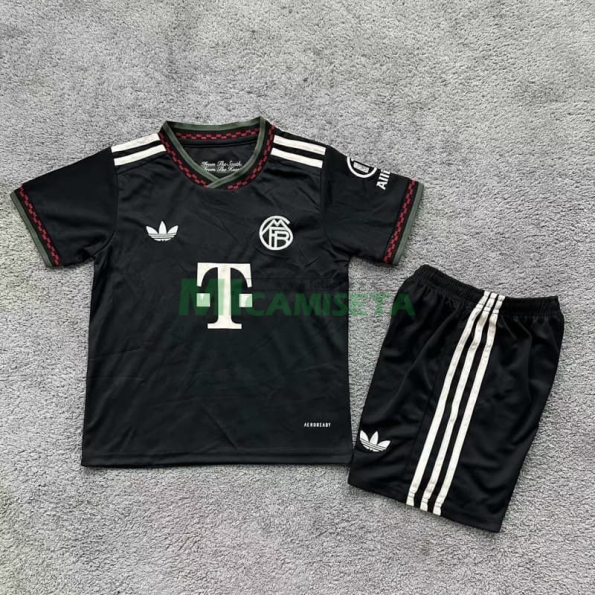 Camiseta Bayern Múnich Tercera Equipación 2025/2026 Negro Niño Kit