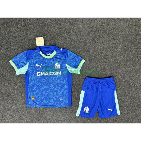 Camiseta Olympique Marsella Tercera Equipación 2025/2026 Azul Niño Kit