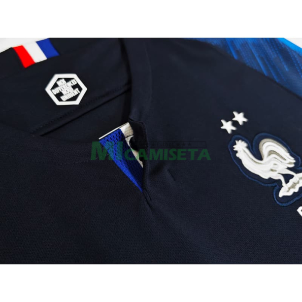 Camiseta Francia Primera Equipación Retro 2018 ML Azul Copa Mundial