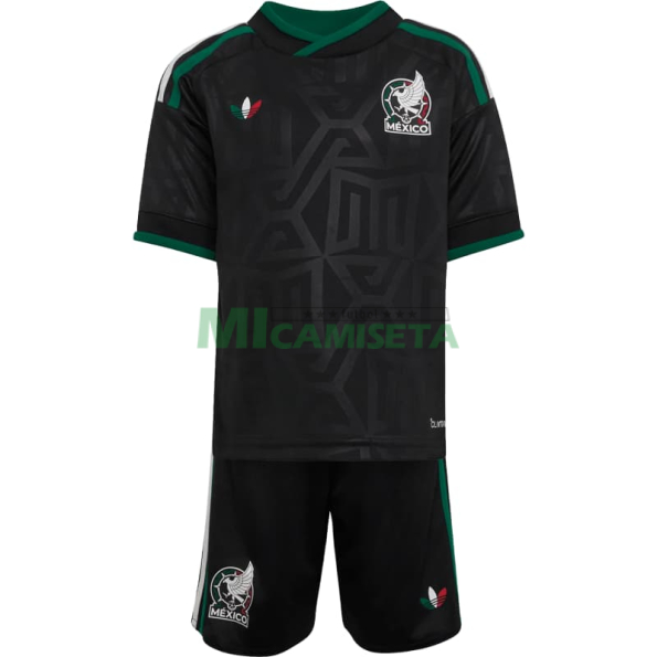 Camiseta México Tercera Equipación Mundial 2026 Negro Niño Kit