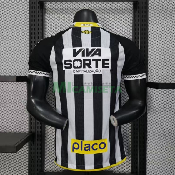 Camiseta Santos FC Segunda Equipación 2025/2026 Negro/Blanco con Publicitario (EDICIÓN JUGADOR)