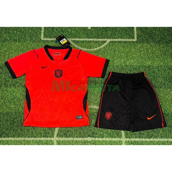 Camiseta Holanda Primera Equipación Mundial 2026 Naranja Niño Kit