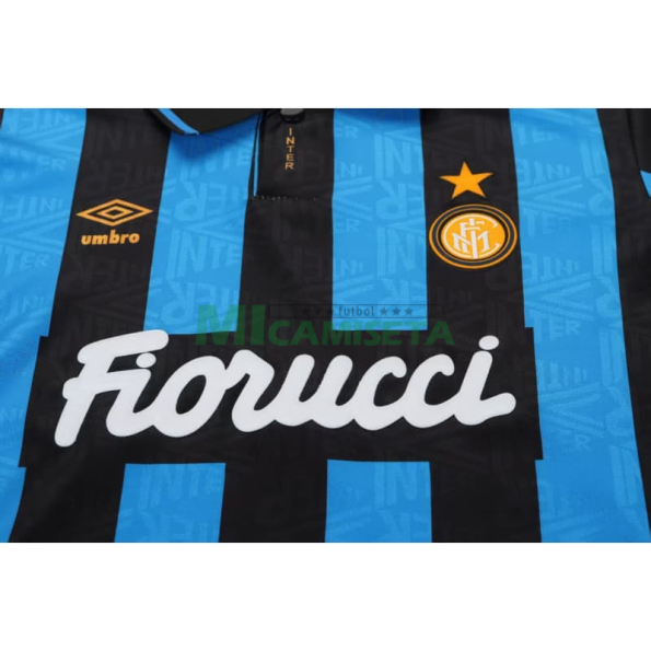 Camiseta Inter de Milan Primera Equipación Retro 1992/94 Azul/Negro Niño Kit