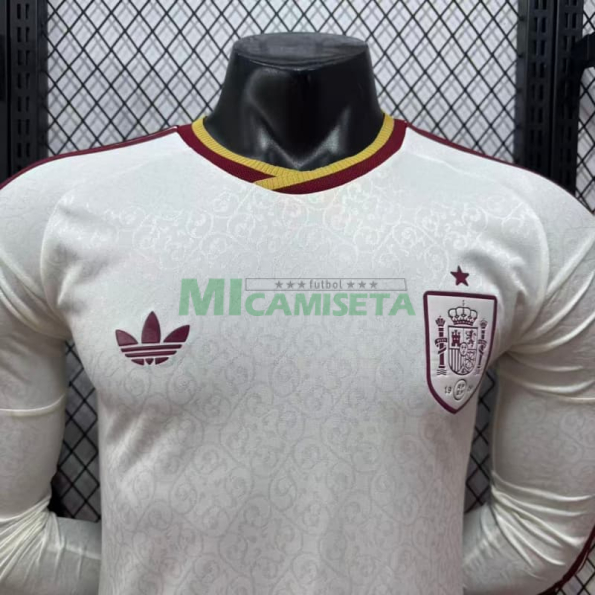 Camiseta España Segunda Equipación Mundial 2026 ML Blanco/Rojo (EDICIÓN JUGADOR)