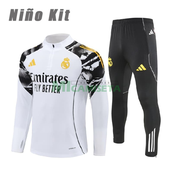 Sudadera De Entrenamiento Real Madrid 2025/2026 Niño Kit Blanco con Estampado de Marvel