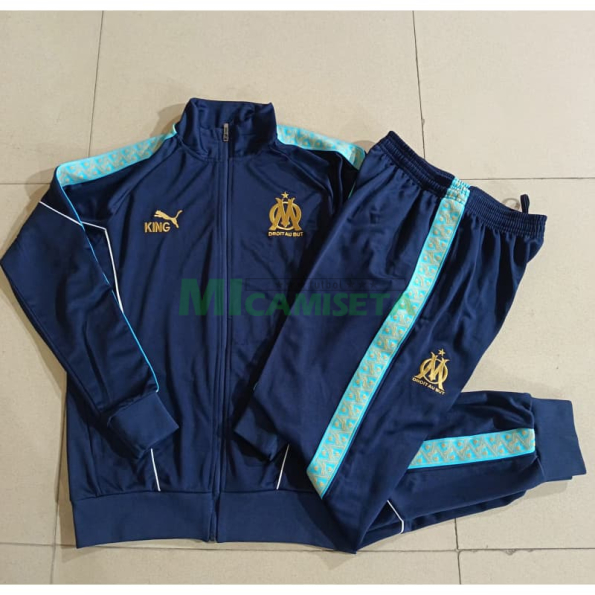 Chandal Olympique Marsella 2025/2026 Niño Azul Marino con Estampado en Manga
