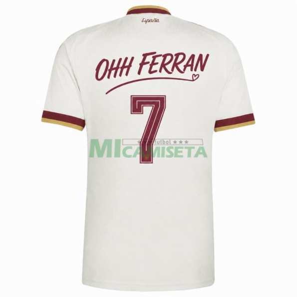 Camiseta España Segunda Equipación Mundial 2026 Edición OHH FERRAN 7 Blanco 2 Estrellas