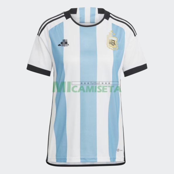 Camiseta Argentina Primera Equipación 2022 Mundial Campeona con Tres Estrellas Mujer