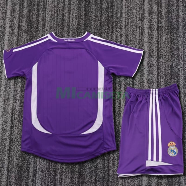 Camiseta Real Madrid Tercera Equipación Retro 2006/07 Morado Niño Kit