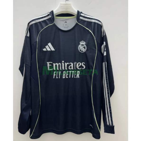Camiseta Real Madrid Segunda Equipación 2025/2026 ML Azul Marino con ParcHe HP