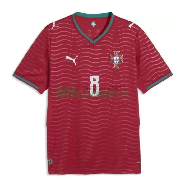 Camiseta B.Fernandes 8 Portugal Primera Equipación 2026 Rojo