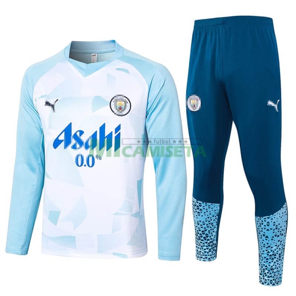 Sudadera de Entrenamiento Manchester City 2024/2025 Cuello Redondo Azul/Blanco