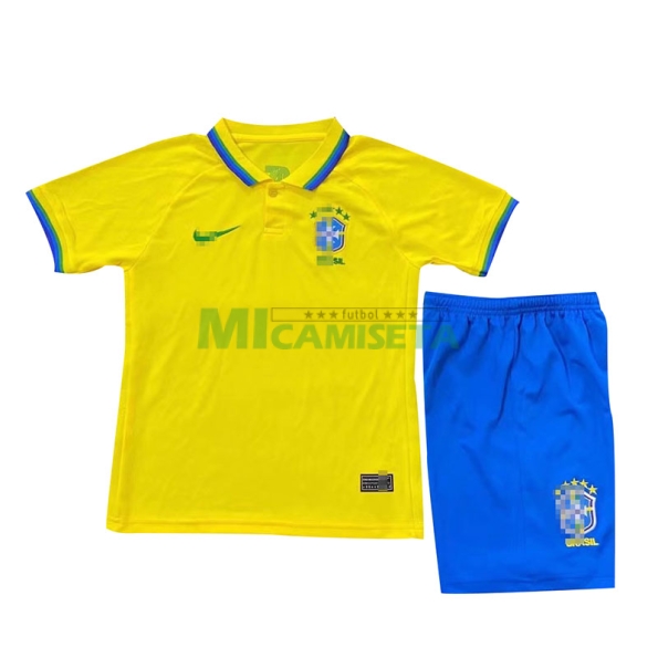 Camiseta Brasil Primera Equipación 2022 Copa Mundial Niño Kit