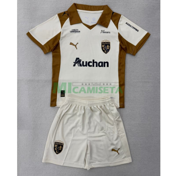 Camiseta RC Lens Tercera Equipación 2025/2026 Blanco/Marrón Niño Kit