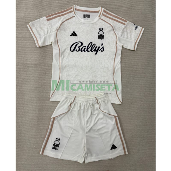 Camiseta Nottingham Forest Segunda Equipación 2025/2026 Blanco Niño Kit