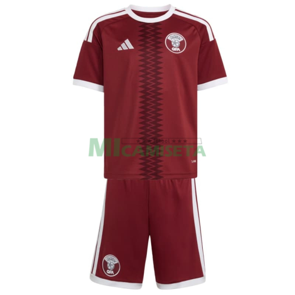 Camiseta Qatar Primera Equipación Mundial 2026 Rojo Niño Kit