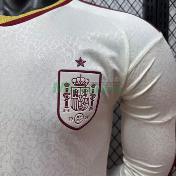 Camiseta España Segunda Equipación Mundial 2026 ML Blanco/Rojo (EDICIÓN JUGADOR)